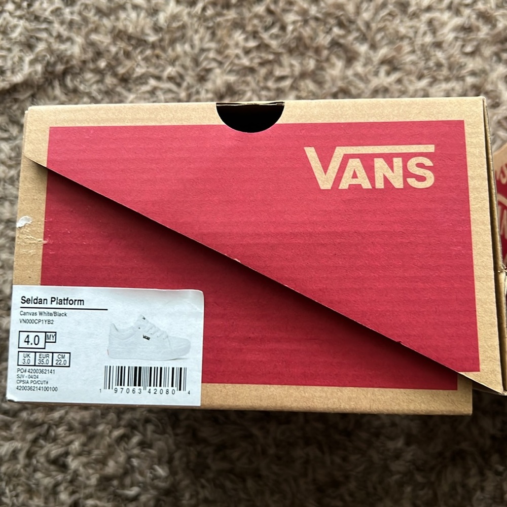 White Vans Seldan Platform shoes girls size 3y and 4y - Picture 8 of 8